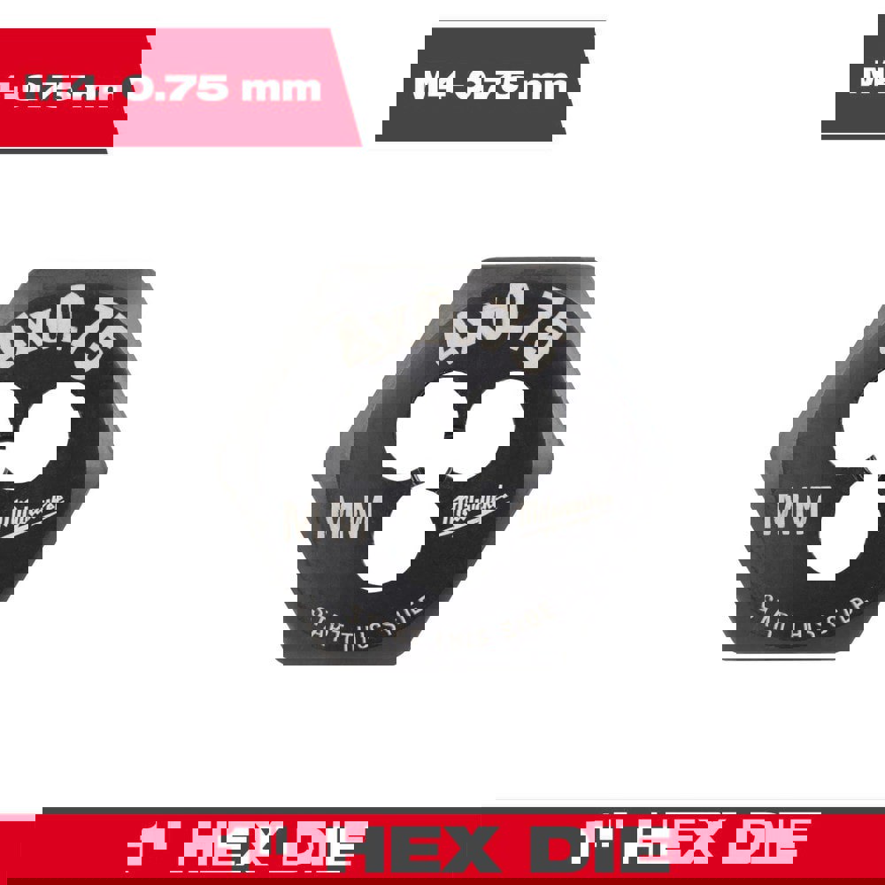 Hex Rethreading Dies; Thread Size (mm): M4x0.75 ; Material: Carbon Steel ; Thread Direction: Right Hand ; Thread Standard: Metric Special ; Series: Hex-LOK ; Hex Size (Decimal Inch): 1.0000
